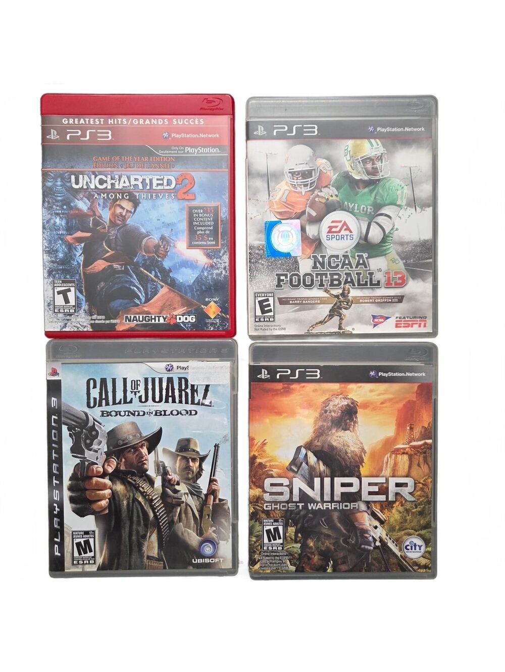 PS3 Videogames Bundle: Uncharted 2, NCAA Football 13, Call of Juarez, Sniper